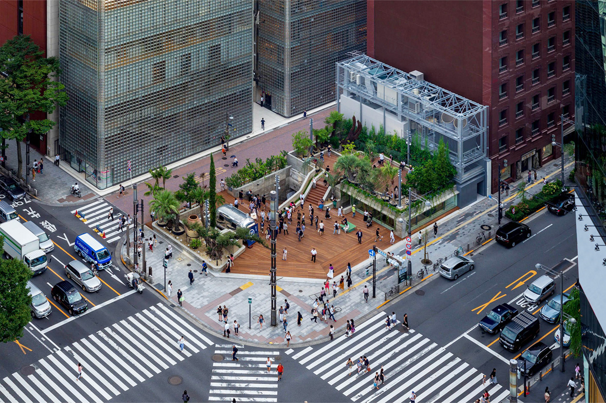 Bird's eye view of the Ginza Sony Park