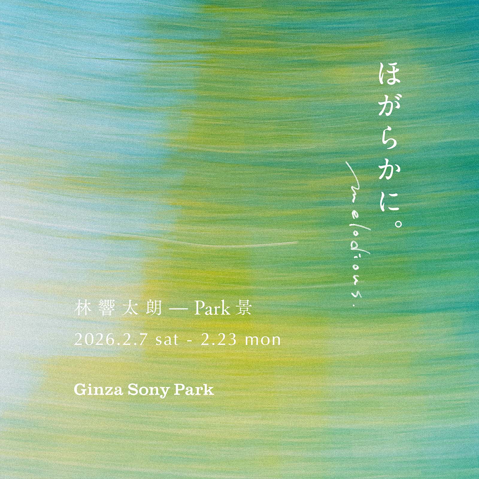 『「ほがらかに。」林 響太朗 - Park景』のキービジュアル。2026.2.7 sat - 2.23 mon.